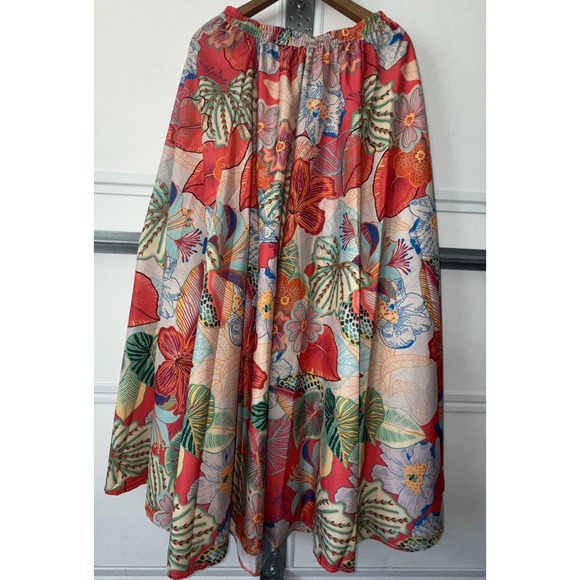 Calypso‎ St Barth Islegance Tropical Floral Maxi Skirt Coral Blue Small NWT